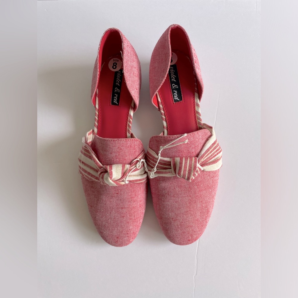 Violet & Red Blush Pink Bow Loafers D’Orsay Flats NWT Size 8